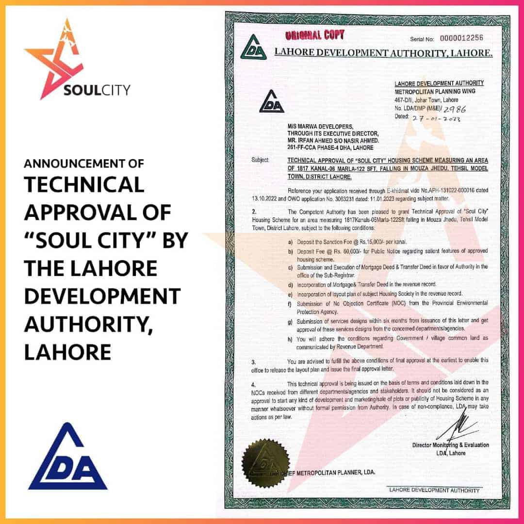 Soul City Lahore LDA Approval
